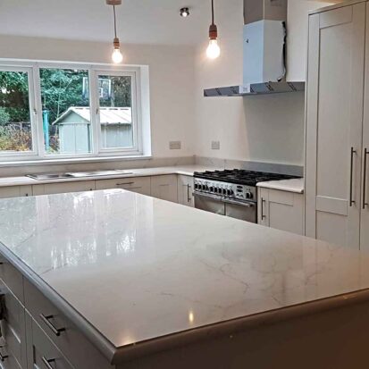 kitchen worktops Liverpool white quartz